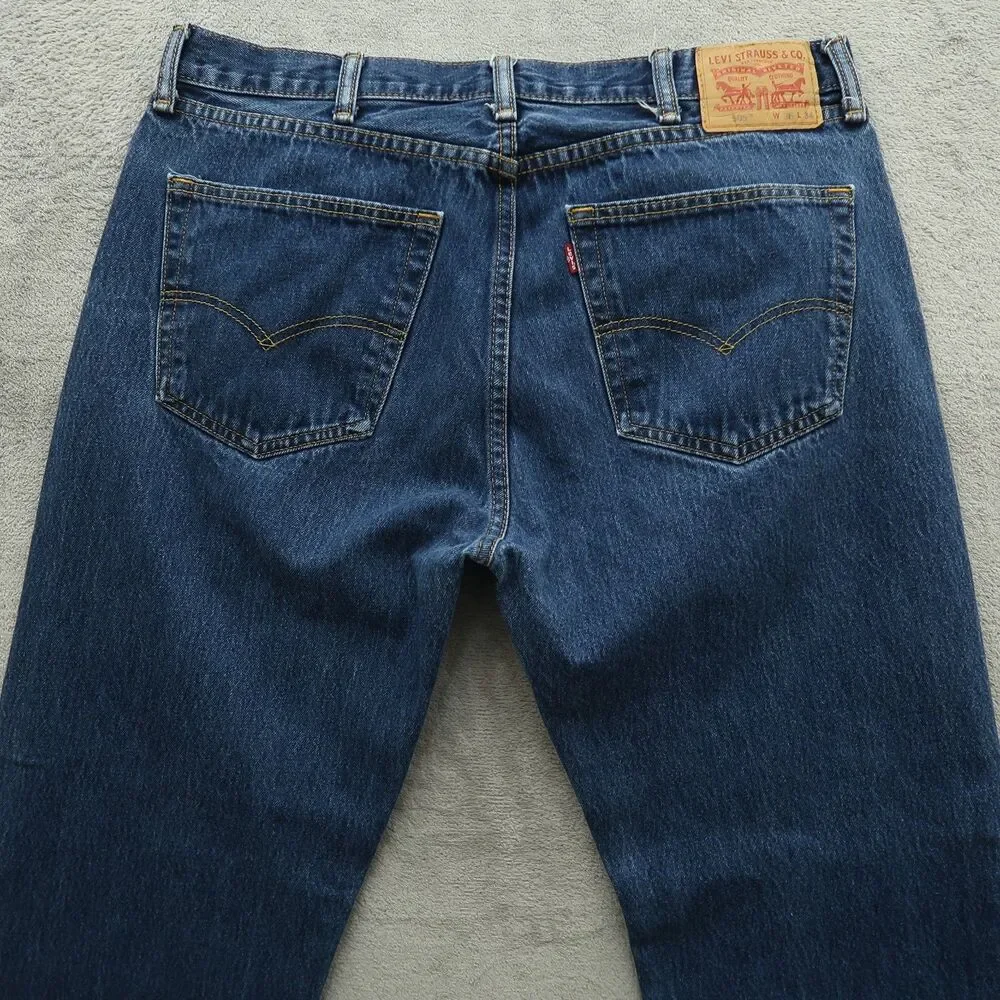 Levi's 505 Jeans Mens Size 38x34 Blue Regular Straight 100% Cotton Denim